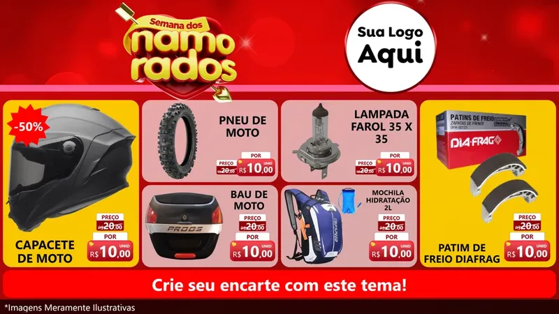 Modelo de TV para TV Horizontal com o tema Semana dos namorados para Moto peças