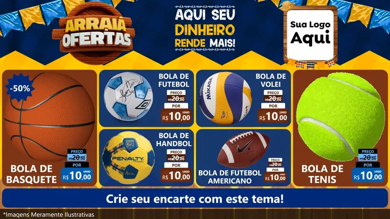 Modelo de TV para TV Horizontal com o tema Arraiá de Ofertas - Junina para Artigos Esportivos