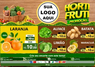 Modelo de Encarte para Encarte A4 Horizontal com o tema Hortifrúti Promoção para Hortifrúti