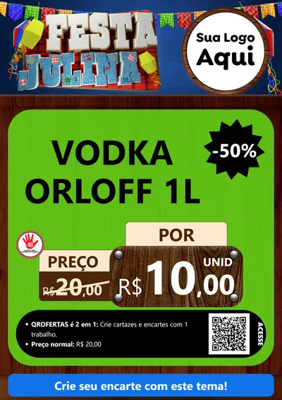 Modelo de Cartaz para Cartaz A4 Vertical com o tema Festa Julina para Distribuidora de bebidas