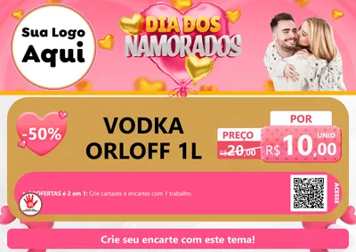 Modelo de Cartaz para Cartaz A4 Horizontal com o tema Dia dos Namorados para Distribuidora de bebidas