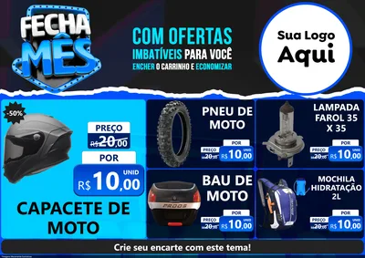 Modelo de Encarte para Encarte A4 Horizontal com o tema Fecha Mês para Moto peças