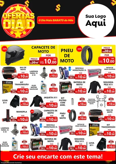 Modelo de Encarte para Encarte A4 Vertical com o tema Dia D para Moto peças