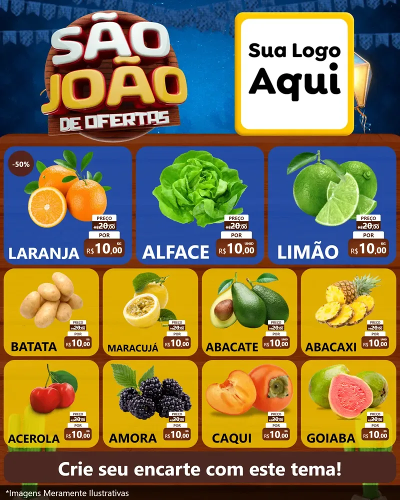 Modelo de Rede Social para Feed Instagram com o tema São João Ofertas Imbatíveis! - Junina para Hortifrúti