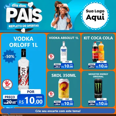 Modelo de Rede Social para Feed Facebook com o tema Dia Dos Pais Repleto de Ofertas para Distribuidora de bebidas