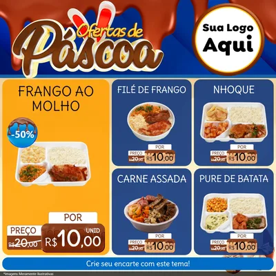 Modelo de Rede Social para Feed Facebook com o tema Ofertas de Páscoa para Restaurante