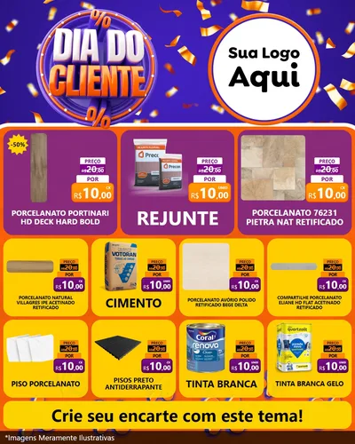 Modelo de Rede Social para Feed Instagram com o tema Dia do Cliente para Pisos e revestimentos