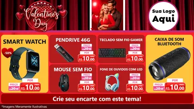 Modelo de TV para TV Horizontal com o tema Valentine's Day para Informática
