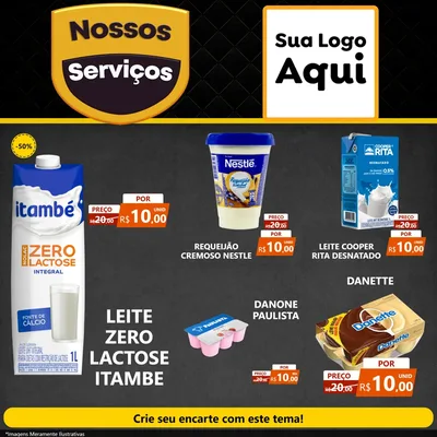 Modelo de Rede Social para Feed Facebook com o tema Nossos Serviços para Frios e Laticínios