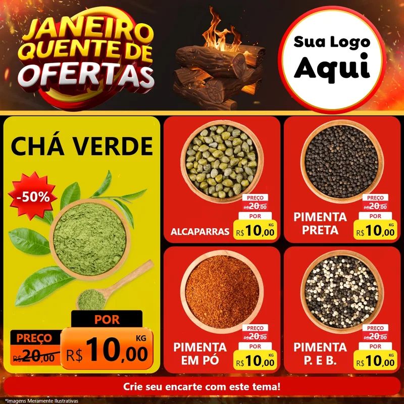 Modelo de Rede Social para Feed Facebook com o tema Janeiro Quente de Ofertas para Produtos Naturais