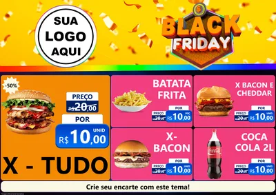 Modelo de Encarte para Encarte A4 Horizontal com o tema Black Friday para Hamburgueria