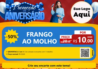Modelo de Cartaz para Cartaz A4 Horizontal com o tema Promoção de Aniversário para Restaurante
