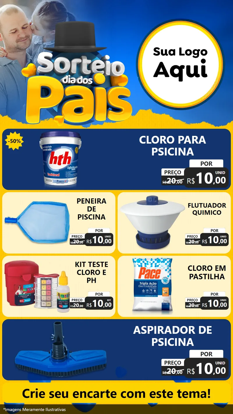Modelo de TV para TV Vertical com o tema Sorteio Dia Dos Pais para Produtos para Piscina