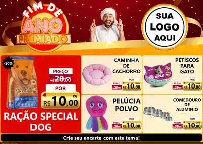 Modelo de Encarte para Encarte A4 Horizontal com o tema Fim de Ano Premiado para Pet Shop