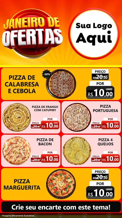 Modelo de TV para TV Vertical com o tema Janeiro de Ofertas para Pizzaria