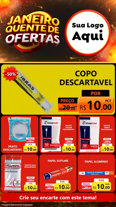 Modelo de Rede Social para Stories com o tema Janeiro Quente de Ofertas para Embalagens