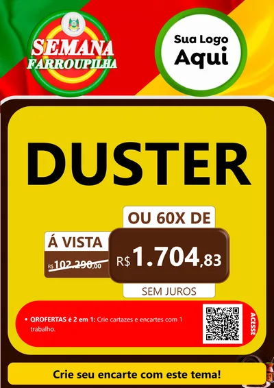 Modelo de Cartaz para Cartaz A4 Vertical com o tema Semana Farroupilha para Concessionaria de Carros
