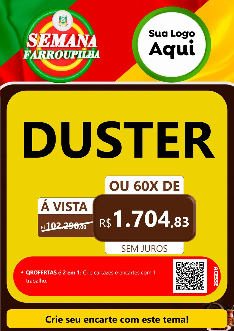 Modelo de Cartaz para Cartaz A4 Vertical com o tema Semana Farroupilha para Concessionaria de Carros