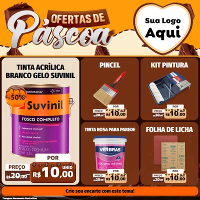 Modelo de Rede Social para Feed Facebook com o tema Ofertas de Páscoa para Tintas e Ferramentas