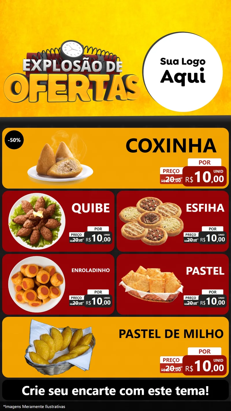 Modelo de TV para TV Vertical com o tema Explosão de Ofertas para Salgadaria