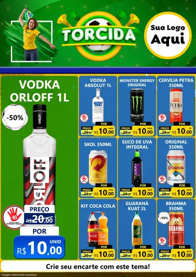 Modelo de Encarte para Encarte A4 Vertical com o tema Torcida para Distribuidora de bebidas