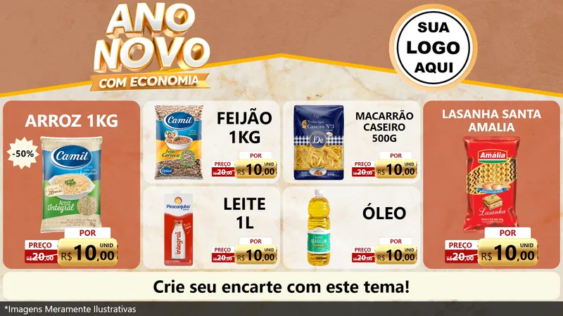 Modelo de TV para TV Horizontal com o tema Ano Novo Com Economia para Supermercado