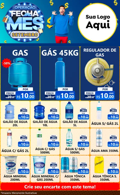 Modelo de Encarte para Encarte Grande com o tema Operação Fecha Mês Setembro para Água e gás