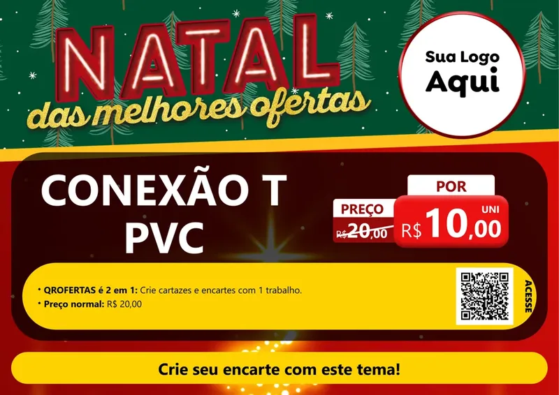 Modelo de Cartaz para Cartaz A4 Horizontal com o tema Natal das Melhores Ofertas para Tubos e conexões