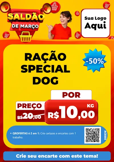 Modelo de Cartaz para Cartaz A4 Vertical com o tema Saldão de Março para Pet Shop