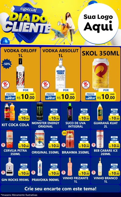 Modelo de Encarte para Encarte Grande com o tema Especial Dia do Cliente para Distribuidora de bebidas