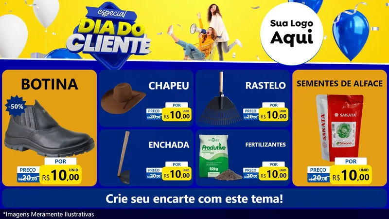 Modelo de TV para TV Horizontal com o tema Especial Dia do Cliente para Agropecuária