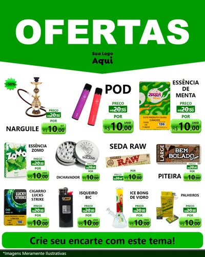 Modelo de Rede Social para Feed Instagram com o tema Ofertas Verde Cartaz para Tabacaria