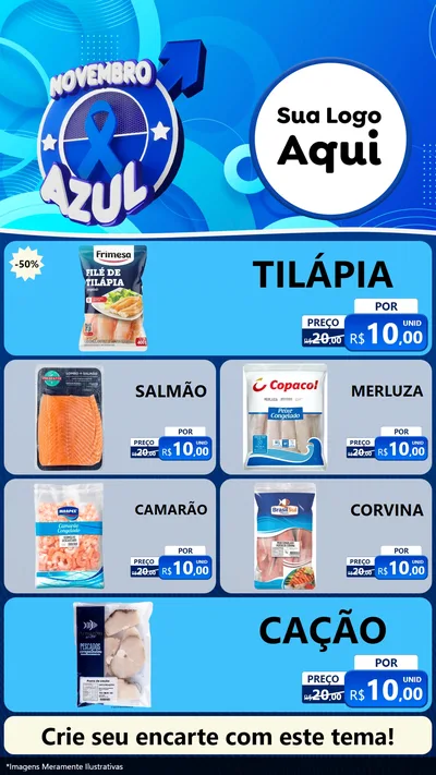 Modelo de TV para TV Vertical com o tema Novembro Azul para Peixaria