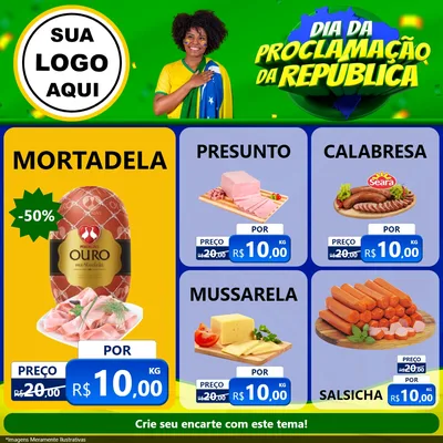 Modelo de Rede Social para Feed Facebook com o tema Dia Da Proclamação Da República para Frios e Laticínios