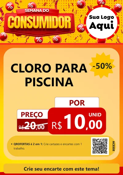 Modelo de Cartaz para Cartaz A4 Vertical com o tema Semana do Consumidor para Produtos para Piscina