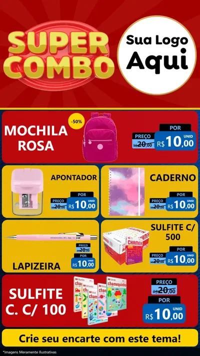 Modelo de TV para TV Vertical com o tema Super Combo para Papelaria