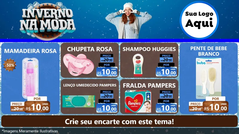 Modelo de TV para TV Horizontal com o tema Inverno na Moda para Bebês