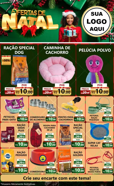 Modelo de Encarte para Encarte Grande com o tema Ofertas de Natal para Pet Shop