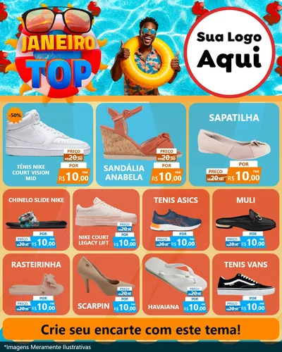 Modelo de Rede Social para Feed Instagram com o tema Janeiro Top para Calçados