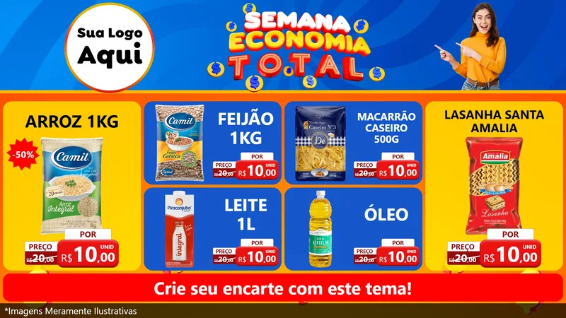 Modelo de TV para TV Horizontal com o tema Semana Economia Total para Supermercado