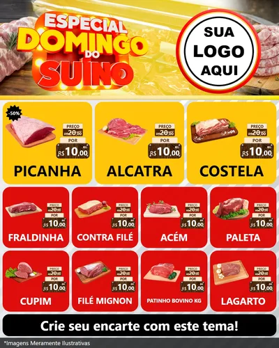 Modelo de Rede Social para Feed Instagram com o tema Especial Domingo do Suíno para Açougue