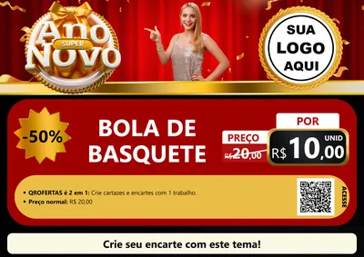 Modelo de Cartaz para Cartaz A4 Horizontal com o tema Super Ano Novo para Artigos Esportivos
