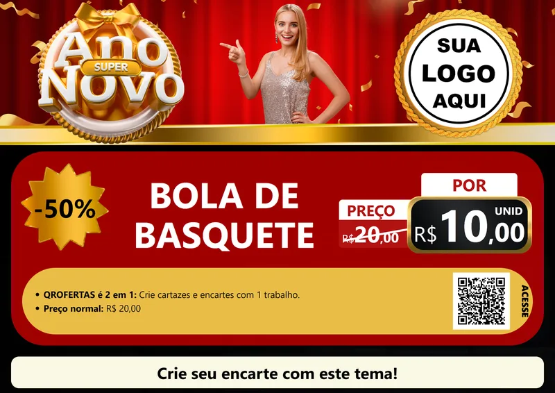 Modelo de Cartaz para Cartaz A4 Horizontal com o tema Super Ano Novo para Artigos Esportivos
