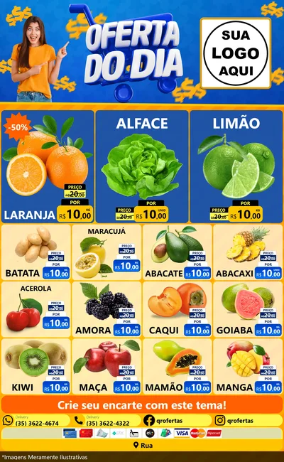 Modelo de Encarte para Encarte Grande com o tema Oferta do Dia para Hortifrúti