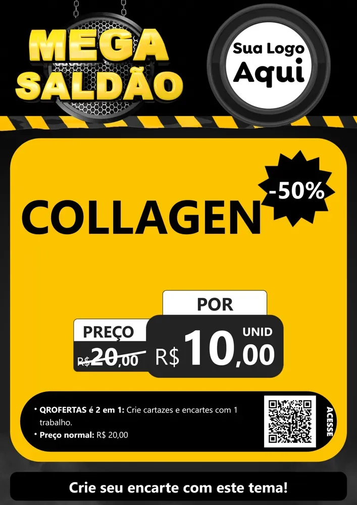 Modelo de Cartaz para Cartaz A4 Vertical com o tema Mega Saldão para Suplementos alimentares