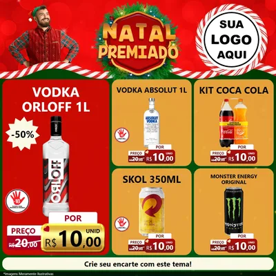 Modelo de Rede Social para Feed Facebook com o tema Natal Premiado para Distribuidora de bebidas