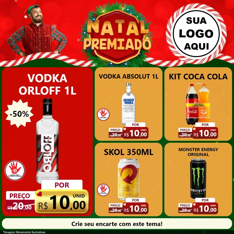 Modelo de Rede Social para Feed Facebook com o tema Natal Premiado para Distribuidora de bebidas