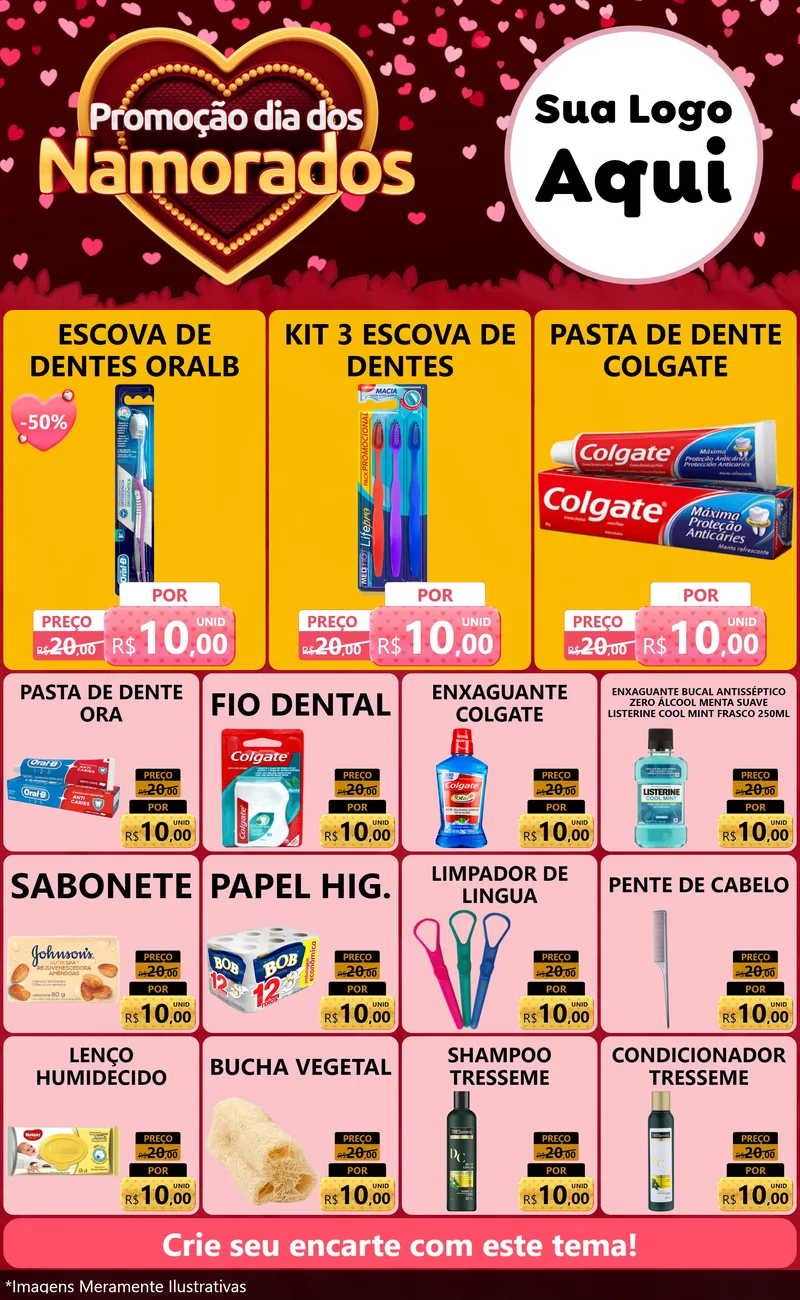 Modelo de Encarte para Encarte Grande com o tema Promoção Dia Dos Namorados para Higiene Pessoal