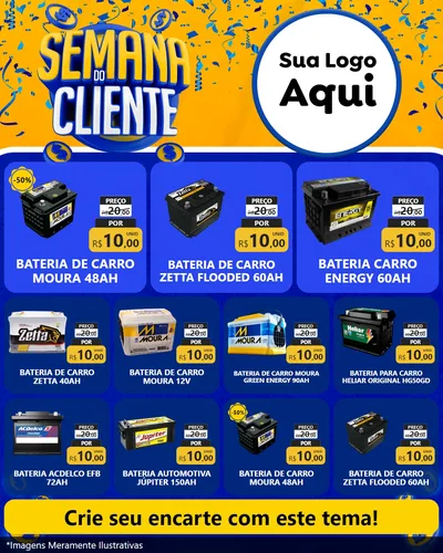 Modelo de Rede Social para Feed Instagram com o tema Semana do Cliente para Baterias Elétricas