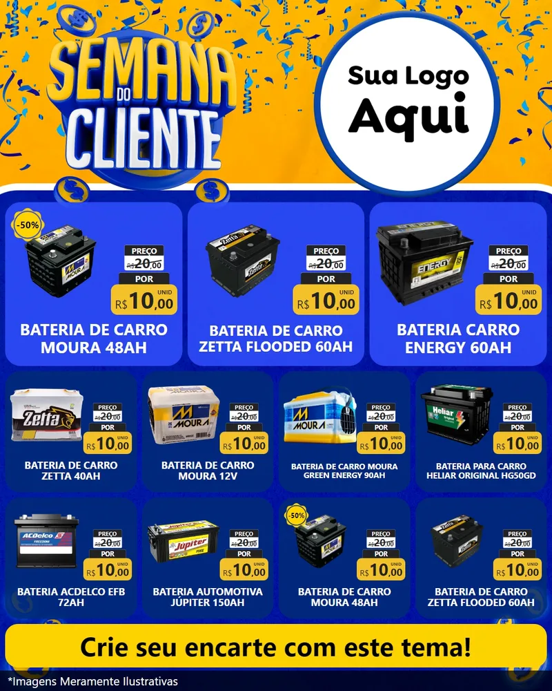 Modelo de Rede Social para Feed Instagram com o tema Semana do Cliente para Baterias Elétricas